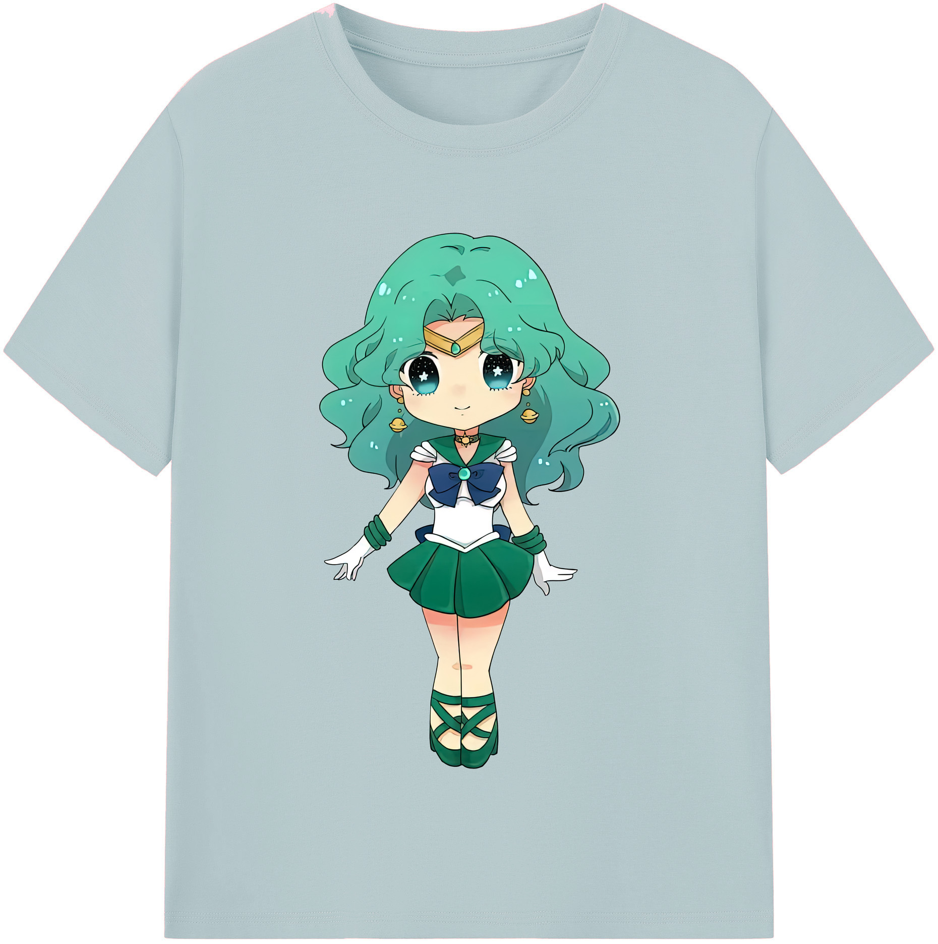 （画像用） 美少女戦士セーラームーン 海王 みちる（かいおう みちる） Sailor Moon Kaiou Michiru 綿100％半袖Tシャツ（フロントプリント）